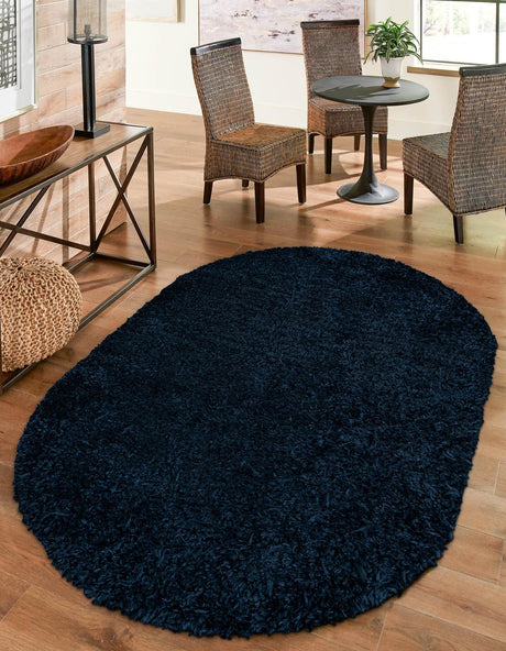 Aegean Blue 5' 3 x 8' Marilyn Monroe Opulence Shag Oval Area Rug Thick Soft Touch Fluffy & Plush Shaggy Pile