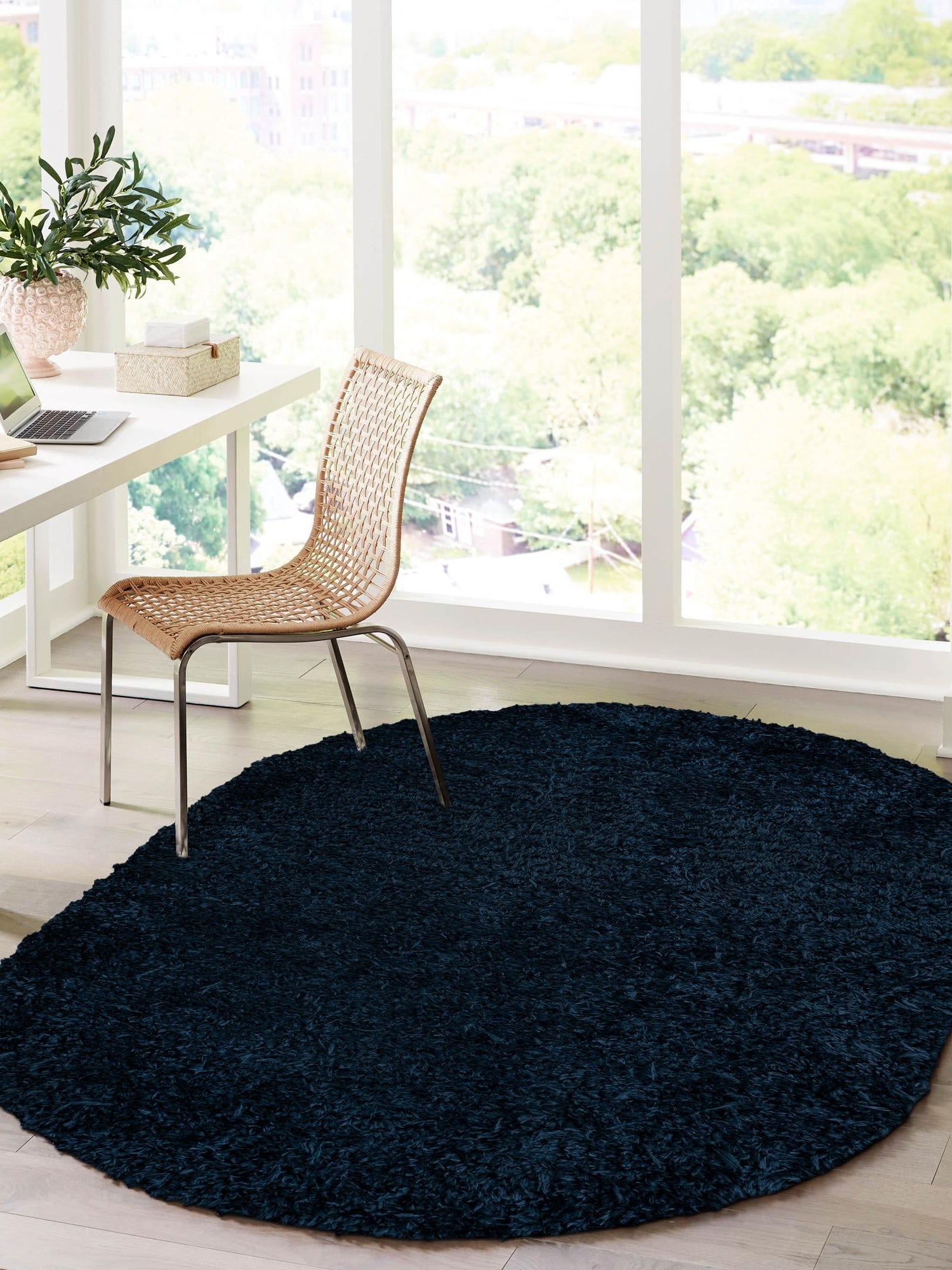 Aegean Blue 7' 10 x 10' Marilyn Monroe Opulence Shag Oval Area Rug Thick Soft Touch Fluffy & Plush Shaggy Pile 100% Polyester Carpet for Living, Dining, Bedroom, Office for Sale at Rug Engine
