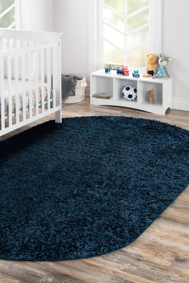 Aegean Blue 5' 3 x 8' Marilyn Monroe Opulence Shag Oval Area Rug Thick Soft Touch Fluffy & Plush Shaggy Pile