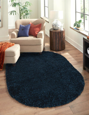 Aegean Blue 5' 3 x 8' Marilyn Monroe Opulence Shag Oval Area Rug Thick Soft Touch Fluffy & Plush Shaggy Pile
