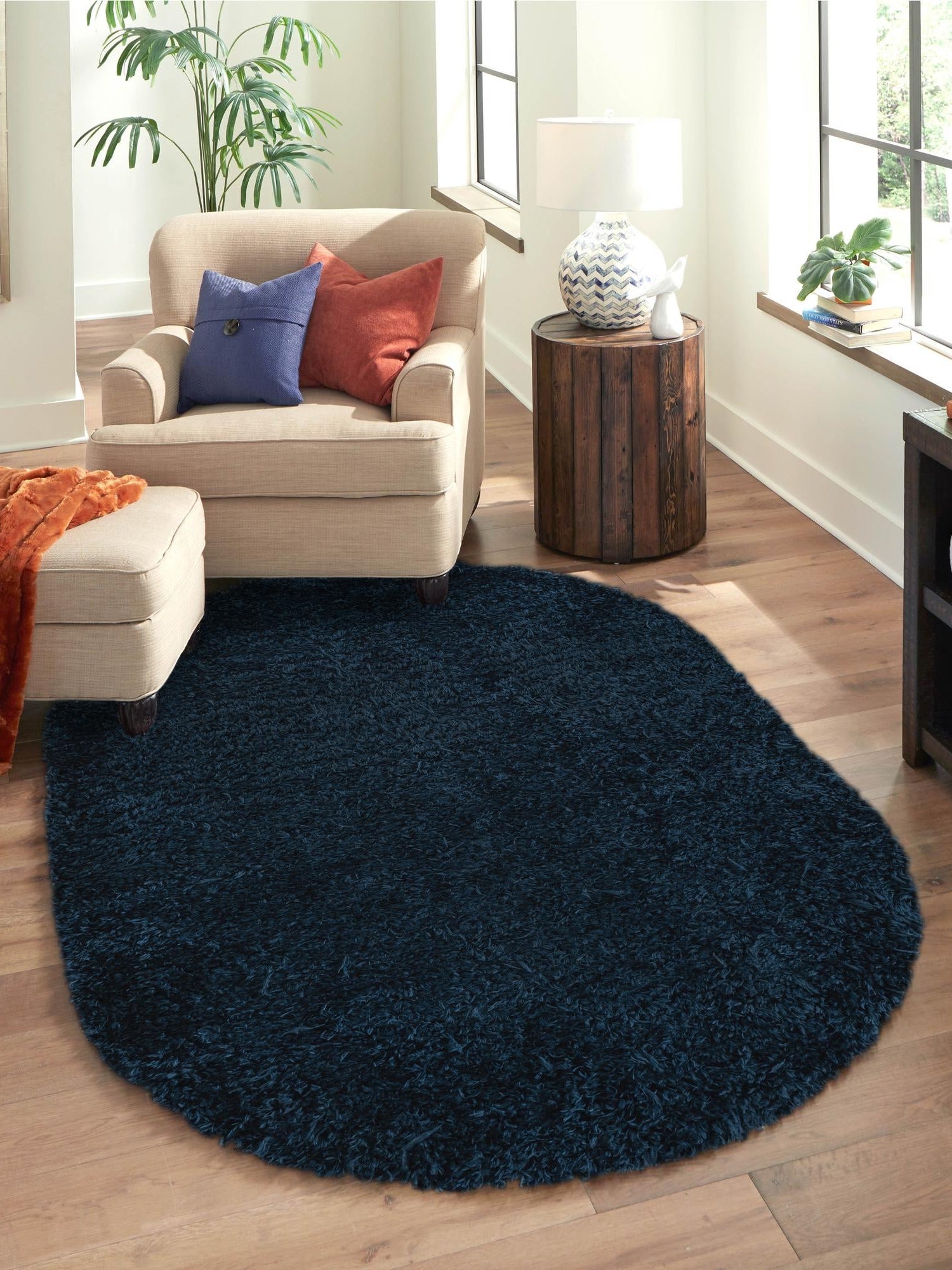 Aegean Blue 7' 10 x 10' Marilyn Monroe Opulence Shag Oval Area Rug Thick Soft Touch Fluffy & Plush Shaggy Pile 100% Polyester Carpet for Living, Dining, Bedroom, Office for Sale at Rug Engine