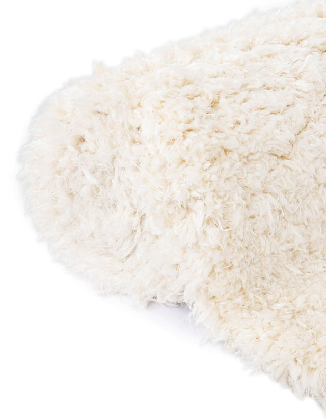 Bone 7' 10 x 7' 10 Marilyn Monroe Opulence Shag Round Area Rug Thick Soft Touch Fluffy & Plush Shaggy Pile
