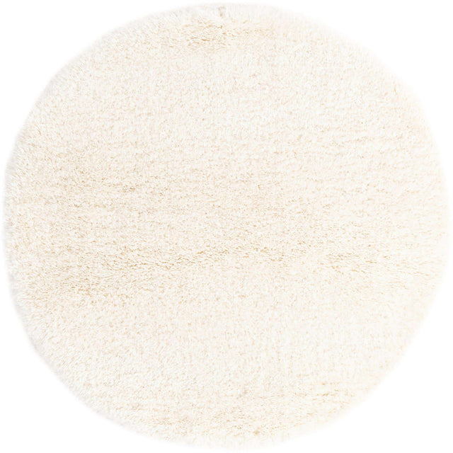 Bone 5' 3 x 5' 3 Marilyn Monroe Opulence Shag Round Area Rug Thick Soft Touch Fluffy & Plush Shaggy Pile
