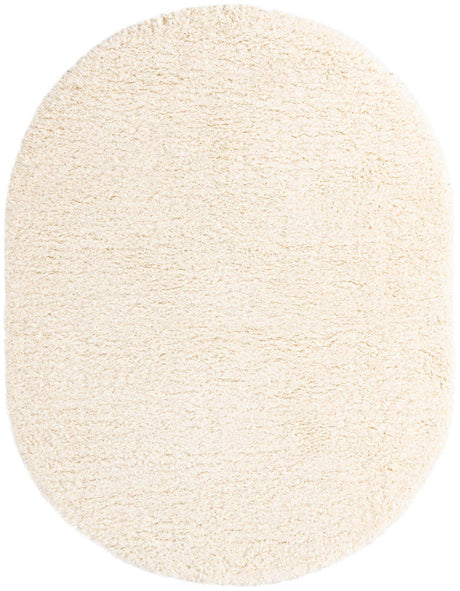 Bone 7' 10 x 10' Marilyn Monroe Opulence Shag Oval Area Rug Thick Soft Touch Fluffy & Plush Shaggy Pile