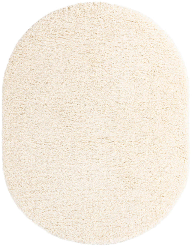 Bone 7' 10 x 10' Marilyn Monroe Opulence Shag Oval Area Rug Thick Soft Touch Fluffy & Plush Shaggy Pile