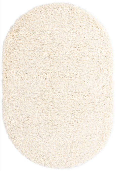 Bone 5' 3 x 8' Marilyn Monroe Opulence Shag Oval Area Rug Thick Soft Touch Fluffy & Plush Shaggy Pile