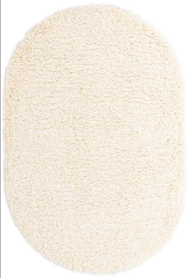 Bone 5' 3 x 8' Marilyn Monroe Opulence Shag Oval Area Rug Thick Soft Touch Fluffy & Plush Shaggy Pile