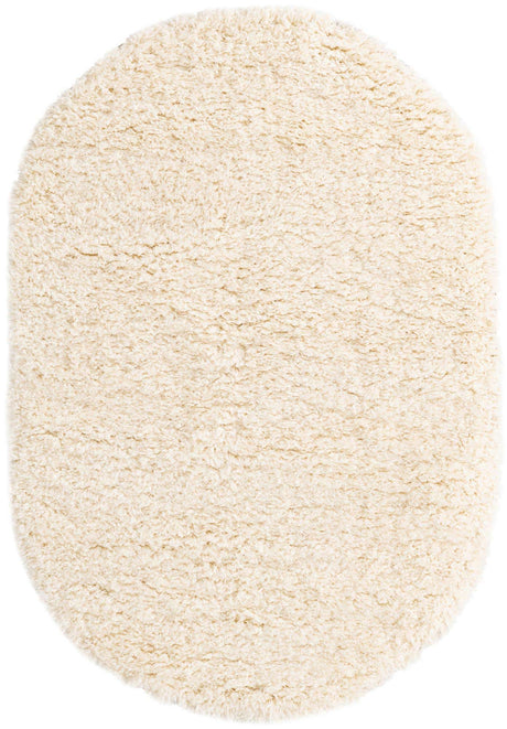 Bone 4' x 6' Marilyn Monroe Opulence Shag Oval Area Rug Thick Soft Touch Fluffy & Plush Shaggy Pile