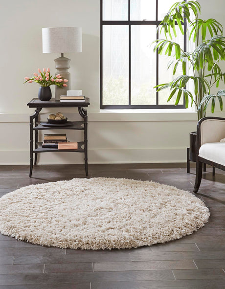 Blonde 3' 3 x 3' 3 Marilyn Monroe Opulence Shag Round Area Rug Thick Soft Touch Fluffy & Plush Shaggy Pile