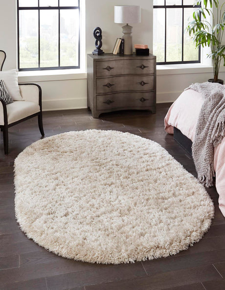 Blonde 4' x 6' Marilyn Monroe Opulence Shag Oval Area Rug Thick Soft Touch Fluffy & Plush Shaggy Pile