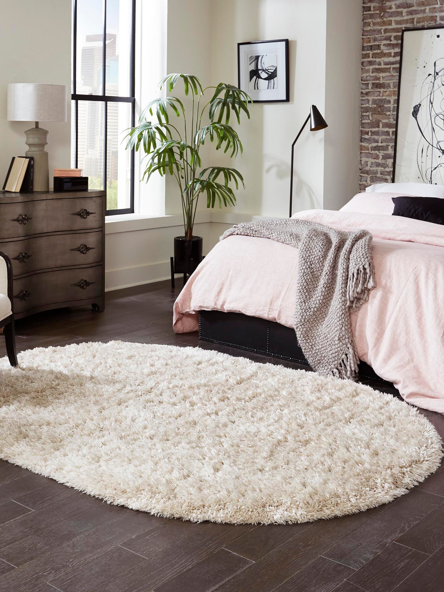 Blonde 4' x 6' Marilyn Monroe Opulence Shag Oval Area Rug Thick Soft Touch Fluffy & Plush Shaggy Pile 100% Polyester Carpet for Living, Dining, Bedroom, Office for Sale at Rug Engine