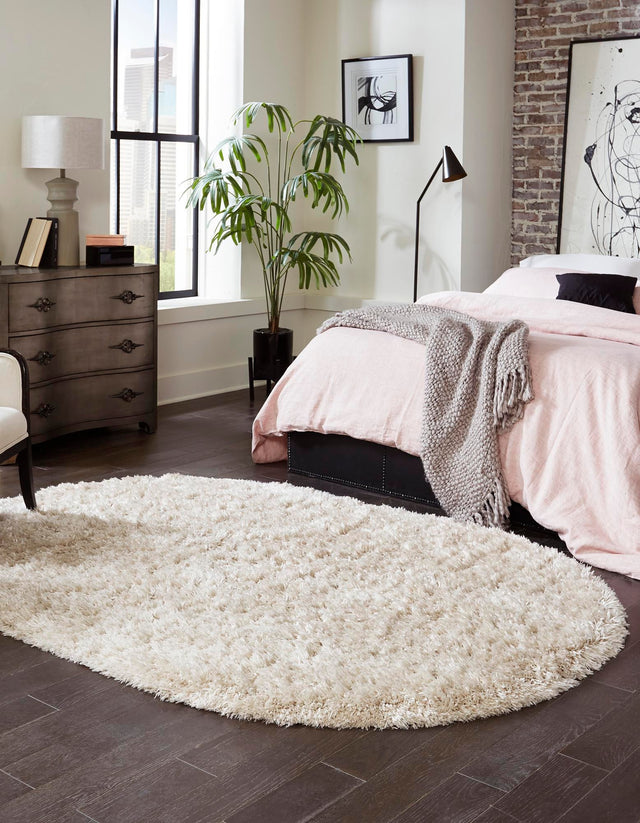 Blonde 4' x 6' Marilyn Monroe Opulence Shag Oval Area Rug Thick Soft Touch Fluffy & Plush Shaggy Pile