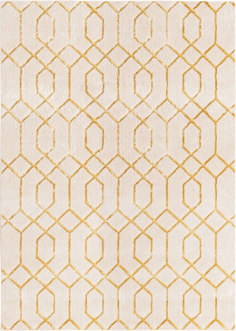 White Gold 7' 1 x 10' Marilyn Monroe Glam Rectangle Area Rug 70% Polypropylene & 30% Polyester Vivid Geometric Modern Carpet for Interior Home Decor for Sale at Rug Engine