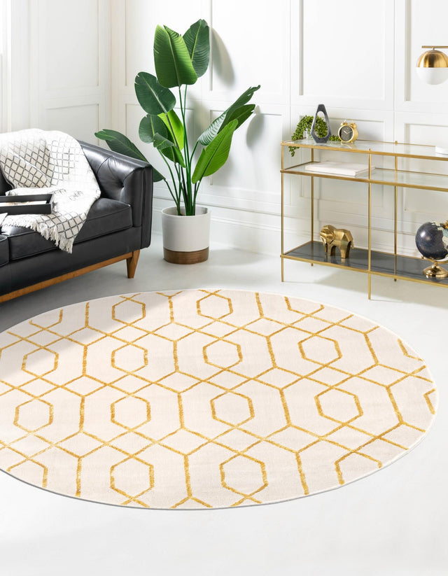 White Gold 5' 3 x 5' 3 Marilyn Monroe Glam Round Area Rug 70% Polypropylene & 30% Polyester Vivid Geometric Modern Carpet for Interior Home Decor for Sale at Rug Engine