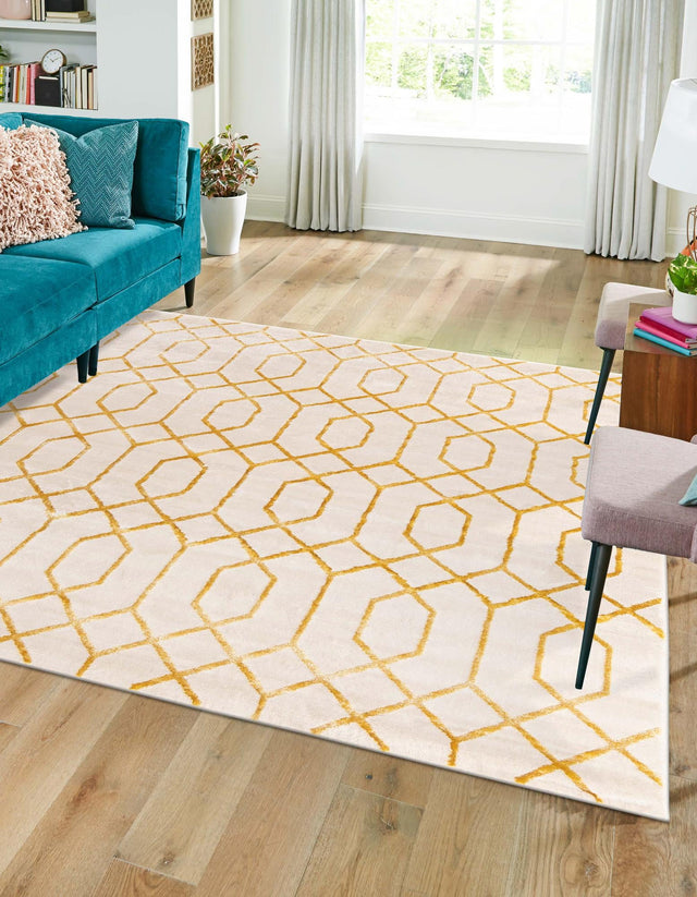 White Gold 7' 10 x 7' 10 Marilyn Monroe Glam Square Area Rug 70% Polypropylene & 30% Polyester Vivid Geometric Modern Carpet for Interior Home Decor for Sale at Rug Engine