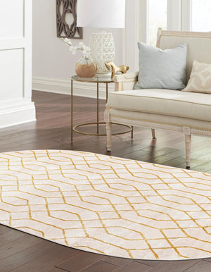 White Gold 5' 3 x 8' Marilyn Monroe Glam Oval Area Rug 70% Polypropylene & 30% Polyester Vivid Geometric Modern Carpet for Interior Home Decor for Sale at Rug Engine