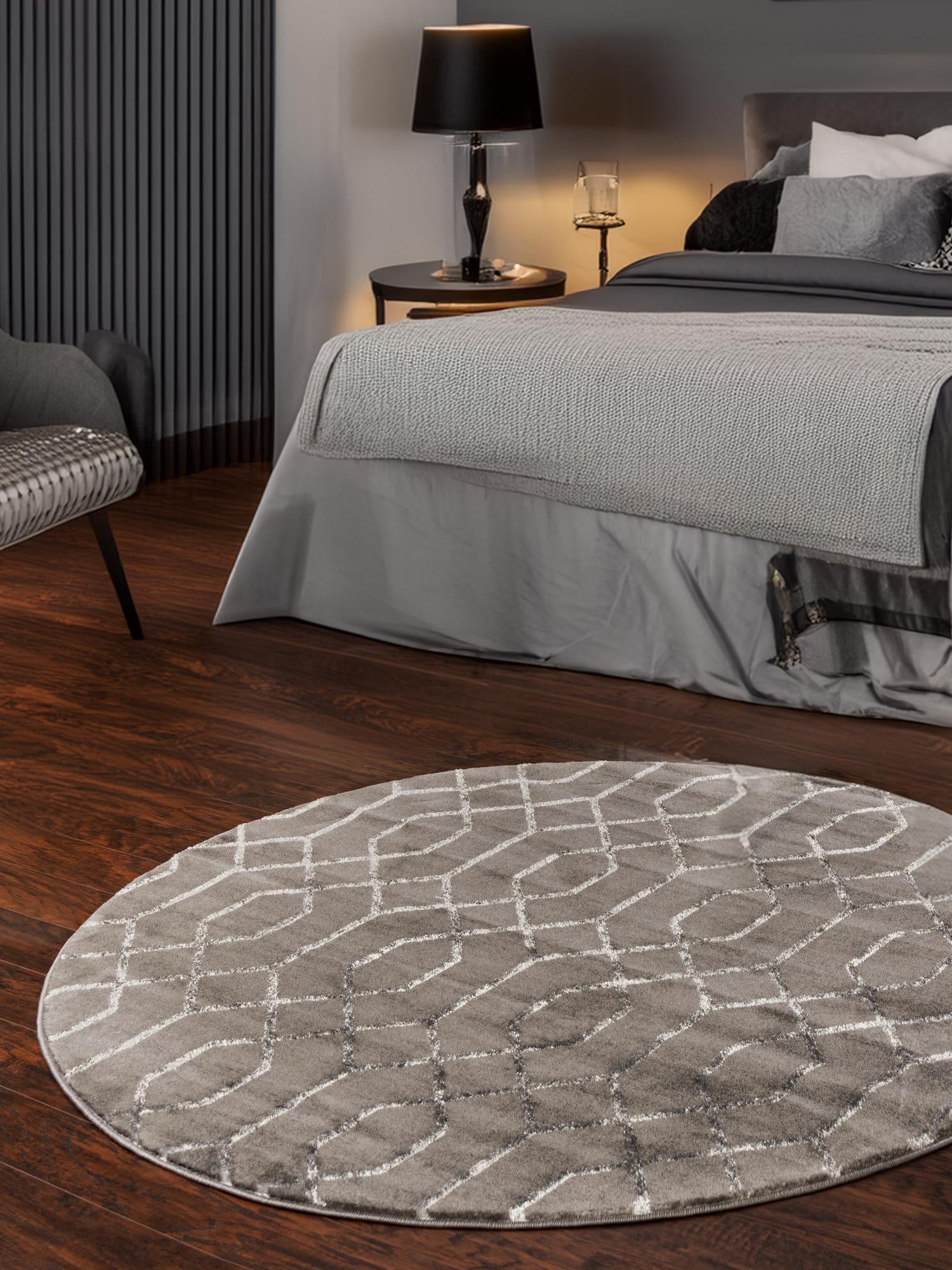 Gray Silver 3' 1 x 3' 1 Marilyn Monroe Glam Round Area Rug 70% Polypropylene & 30% Polyester Vivid Geometric Modern Carpet for Interior Home Decor for Sale at Rug Engine