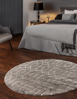 Gray Silver 3' 1 x 3' 1 Marilyn Monroe Glam Round Area Rug 70% Polypropylene & 30% Polyester Vivid Geometric Modern Carpet for Interior Home Decor for Sale at Rug Engine