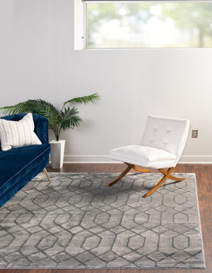 Gray Silver 7' 10 x 7' 10 Marilyn Monroe Glam Square Area Rug 70% Polypropylene & 30% Polyester Vivid Geometric Modern Carpet for Interior Home Decor for Sale at Rug Engine