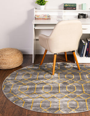 Gray Gold 7' 10 x 7' 10 Marilyn Monroe Glam Round Area Rug 70% Polypropylene & 30% Polyester Vivid Geometric Modern Carpet for Interior Home Decor for Sale at Rug Engine