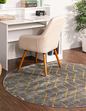 Gray Gold 7' 10 x 7' 10 Marilyn Monroe Glam Round Area Rug 70% Polypropylene & 30% Polyester Vivid Geometric Modern Carpet for Interior Home Decor for Sale at Rug Engine
