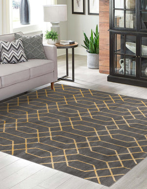 Gray Gold 7' 10 x 7' 10 Marilyn Monroe Glam Square Area Rug 70% Polypropylene & 30% Polyester Vivid Geometric Modern Carpet for Interior Home Decor for Sale at Rug Engine