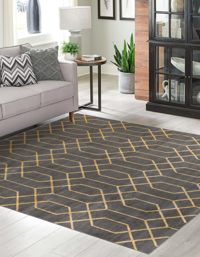 Gray Gold 7' 10 x 7' 10 Marilyn Monroe Glam Square Area Rug 70% Polypropylene & 30% Polyester Vivid Geometric Modern Carpet for Interior Home Decor for Sale at Rug Engine