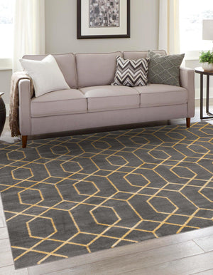 Gray Gold 7' 10 x 7' 10 Marilyn Monroe Glam Square Area Rug 70% Polypropylene & 30% Polyester Vivid Geometric Modern Carpet for Interior Home Decor for Sale at Rug Engine