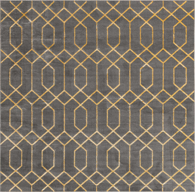 Gray Gold 7' 10 x 7' 10 Marilyn Monroe Glam Square Area Rug 70% Polypropylene & 30% Polyester Vivid Geometric Modern Carpet for Interior Home Decor for Sale at Rug Engine