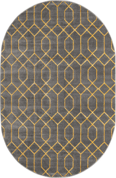 Gray Gold 5' 3 x 8' Marilyn Monroe Glam Oval Area Rug 70% Polypropylene & 30% Polyester Vivid Geometric Modern Carpet for Interior Home Decor for Sale at Rug Engine