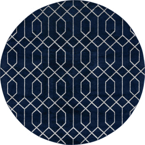 Navy Blue Silver 7' 10 x 7' 10 Marilyn Monroe Glam Round Area Rug 70% Polypropylene & 30% Polyester Vivid Geometric Modern Carpet for Interior Home Decor for Sale at Rug Engine