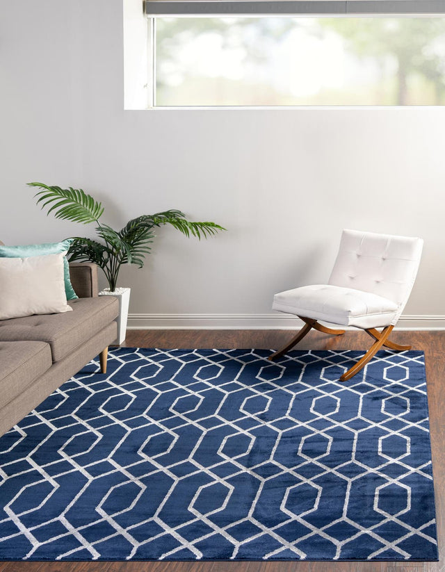 Navy Blue Silver 7' 10 x 7' 10 Marilyn Monroe Glam Square Area Rug 70% Polypropylene & 30% Polyester Vivid Geometric Modern Carpet for Interior Home Decor for Sale at Rug Engine
