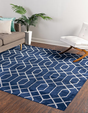 Navy Blue Silver 7' 10 x 7' 10 Marilyn Monroe Glam Square Area Rug 70% Polypropylene & 30% Polyester Vivid Geometric Modern Carpet for Interior Home Decor for Sale at Rug Engine