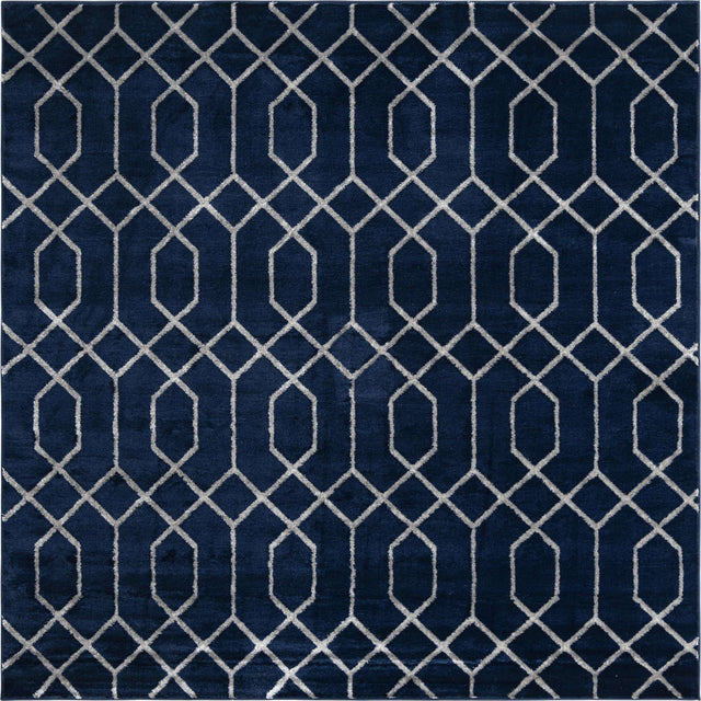 Navy Blue Silver 7' 10 x 7' 10 Marilyn Monroe Glam Square Area Rug 70% Polypropylene & 30% Polyester Vivid Geometric Modern Carpet for Interior Home Decor for Sale at Rug Engine