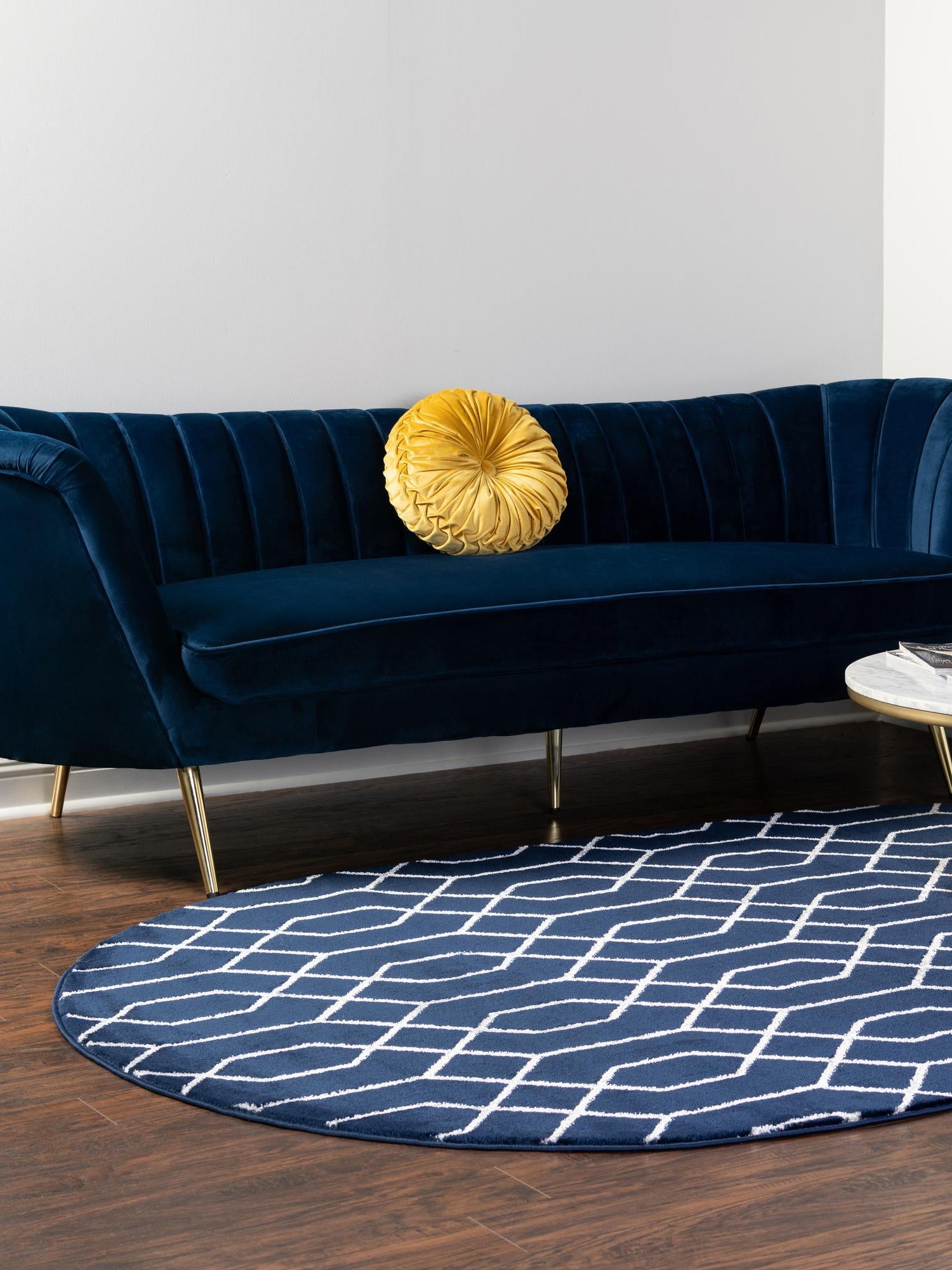 Navy Blue Silver 5' 3 x 8' Marilyn Monroe Glam Oval Area Rug 70% Polypropylene & 30% Polyester Vivid Geometric Modern Carpet for Interior Home Decor for Sale at Rug Engine