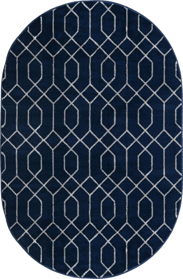 Navy Blue Silver 5' 3 x 8' Marilyn Monroe Glam Oval Area Rug 70% Polypropylene & 30% Polyester Vivid Geometric Modern Carpet for Interior Home Decor for Sale at Rug Engine