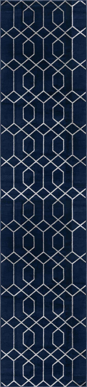 Navy Blue Silver 2' 7 x 12' Marilyn Monroe Glam Runner Area Rug 70% Polypropylene & 30% Polyester Vivid Geometric Modern Carpet for Interior Home Decor for Sale at Rug Engine