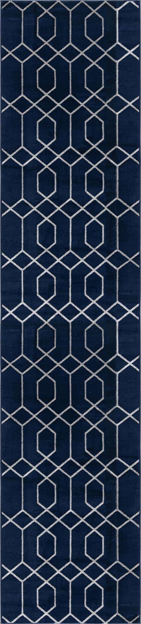 Navy Blue Silver 2' 7 x 12' Marilyn Monroe Glam Runner Area Rug 70% Polypropylene & 30% Polyester Vivid Geometric Modern Carpet for Interior Home Decor for Sale at Rug Engine