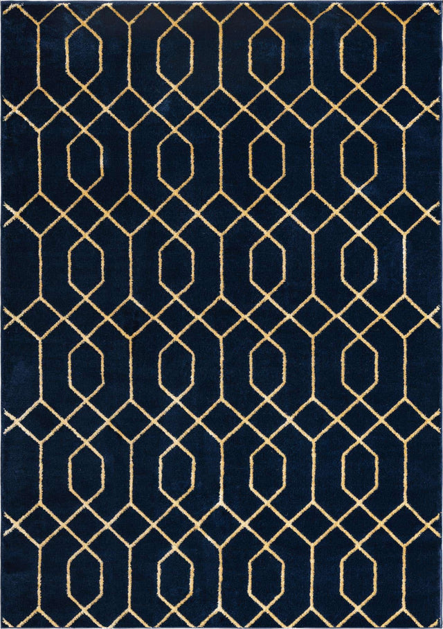 Navy Blue Gold 7' 1 x 10' Marilyn Monroe Glam Rectangle Area Rug 70% Polypropylene & 30% Polyester Vivid Geometric Modern Carpet for Interior Home Decor for Sale at Rug Engine