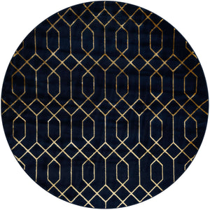 Navy Blue Gold 7' 10 x 7' 10 Marilyn Monroe Glam Round Area Rug 70% Polypropylene & 30% Polyester Vivid Geometric Modern Carpet for Interior Home Decor for Sale at Rug Engine
