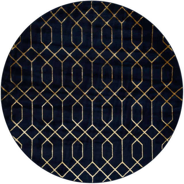 Navy Blue Gold 7' 10 x 7' 10 Marilyn Monroe Glam Round Area Rug 70% Polypropylene & 30% Polyester Vivid Geometric Modern Carpet for Interior Home Decor for Sale at Rug Engine