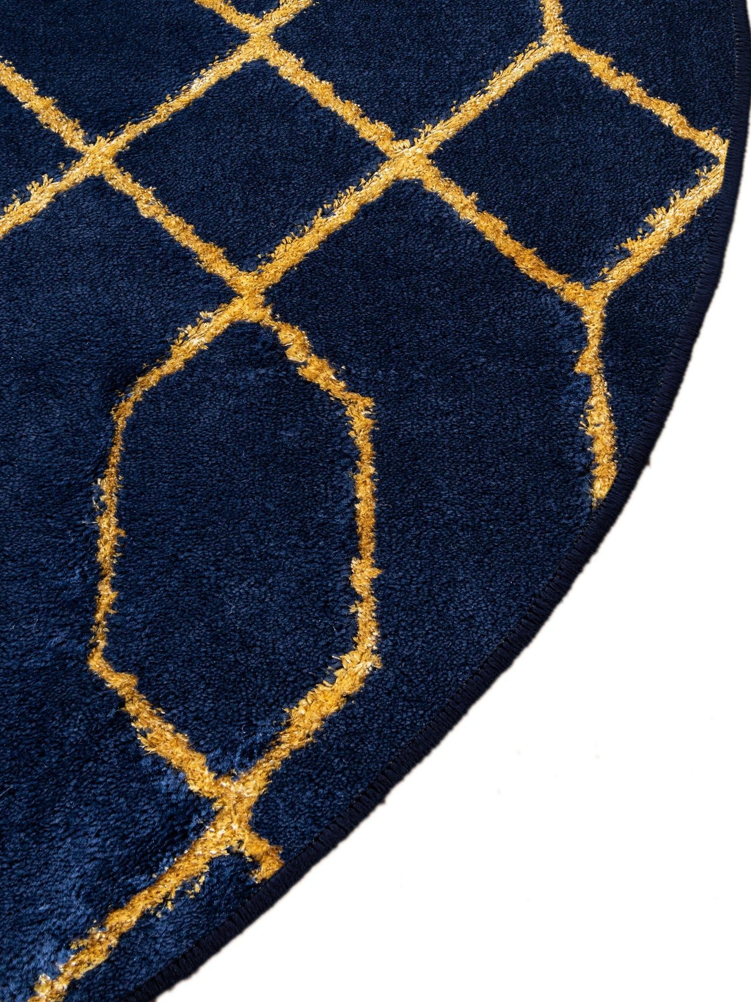 Navy Blue Gold 7' 10 x 7' 10 Marilyn Monroe Glam Round Area Rug 70% Polypropylene & 30% Polyester Vivid Geometric Modern Carpet for Interior Home Decor for Sale at Rug Engine