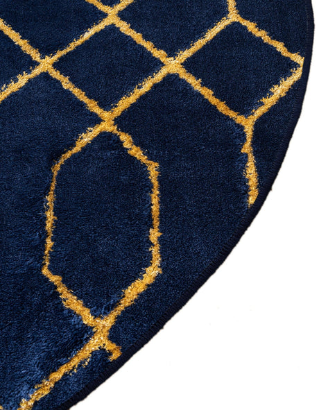 Navy Blue Gold 3' 1 x 3' 1 Marilyn Monroe Glam Round Area Rug 70% Polypropylene & 30% Polyester Vivid Geometric Modern Carpet for Interior Home Decor for Sale at Rug Engine