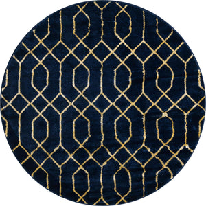 Navy Blue Gold 5' 3 x 5' 3 Marilyn Monroe Glam Round Area Rug 70% Polypropylene & 30% Polyester Vivid Geometric Modern Carpet for Interior Home Decor for Sale at Rug Engine