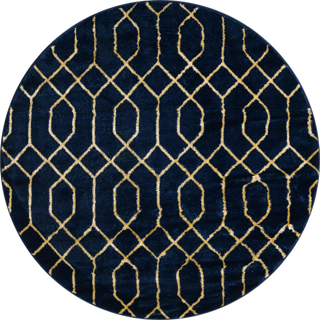 Navy Blue Gold 5' 3 x 5' 3 Marilyn Monroe Glam Round Area Rug 70% Polypropylene & 30% Polyester Vivid Geometric Modern Carpet for Interior Home Decor for Sale at Rug Engine