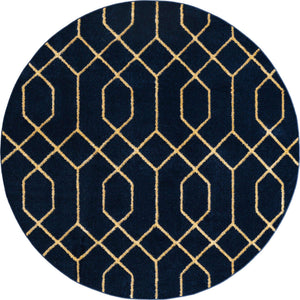 Navy Blue Gold 3' 1 x 3' 1 Marilyn Monroe Glam Round Area Rug 70% Polypropylene & 30% Polyester Vivid Geometric Modern Carpet for Interior Home Decor for Sale at Rug Engine