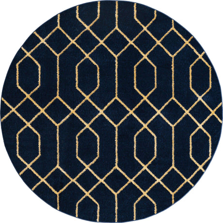 Navy Blue Gold 3' 1 x 3' 1 Marilyn Monroe Glam Round Area Rug 70% Polypropylene & 30% Polyester Vivid Geometric Modern Carpet for Interior Home Decor for Sale at Rug Engine