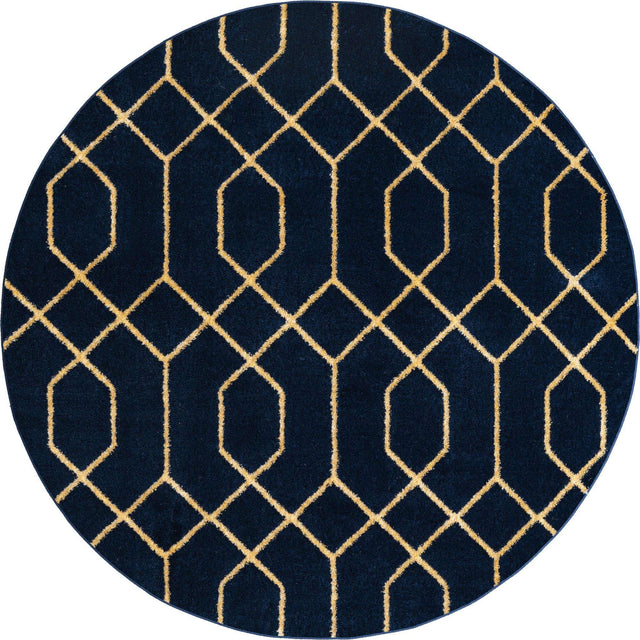 Navy Blue Gold 3' 1 x 3' 1 Marilyn Monroe Glam Round Area Rug 70% Polypropylene & 30% Polyester Vivid Geometric Modern Carpet for Interior Home Decor for Sale at Rug Engine