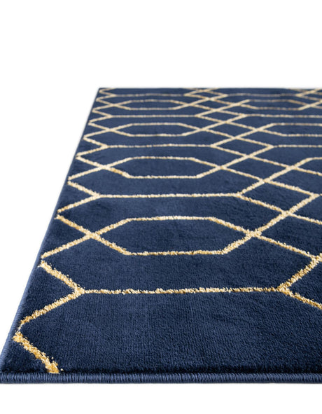 Navy Blue Gold 7' 10 x 7' 10 Marilyn Monroe Glam Square Area Rug 70% Polypropylene & 30% Polyester Vivid Geometric Modern Carpet for Interior Home Decor for Sale at Rug Engine