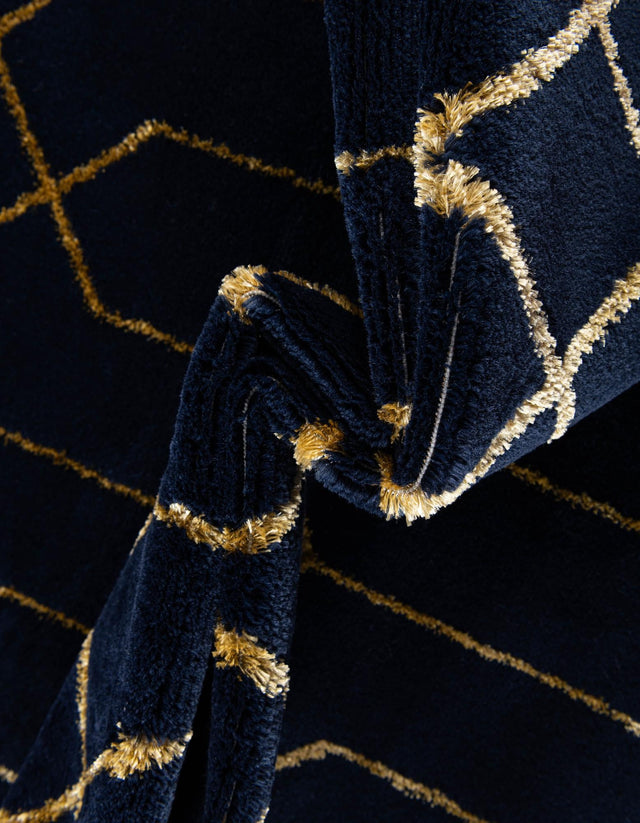 Navy Blue Gold 7' 10 x 7' 10 Marilyn Monroe Glam Square Area Rug 70% Polypropylene & 30% Polyester Vivid Geometric Modern Carpet for Interior Home Decor for Sale at Rug Engine